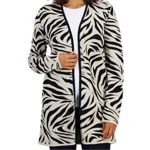 JM Collection Zarina Zebra Print Flyaway Cardigan Sweater